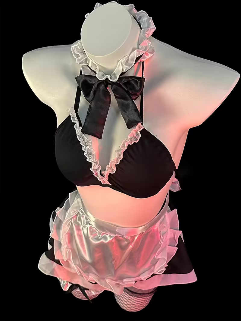 Women’s Sexy Maid Costume with Belt Detail