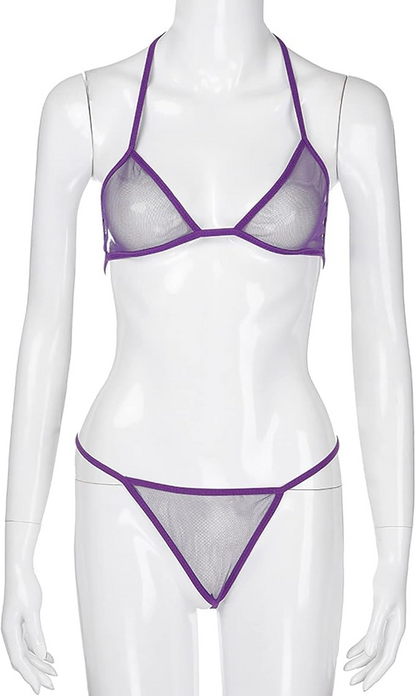 Elegant Sheer Lace Lingerie Set – 3-Piece Mesh Robe, Bra & Panty